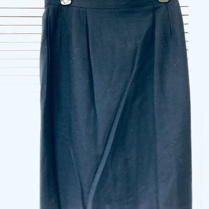 Talbots Pencil Skirt Worsted Wool High Waist Hip Pockets Navy Blue Small